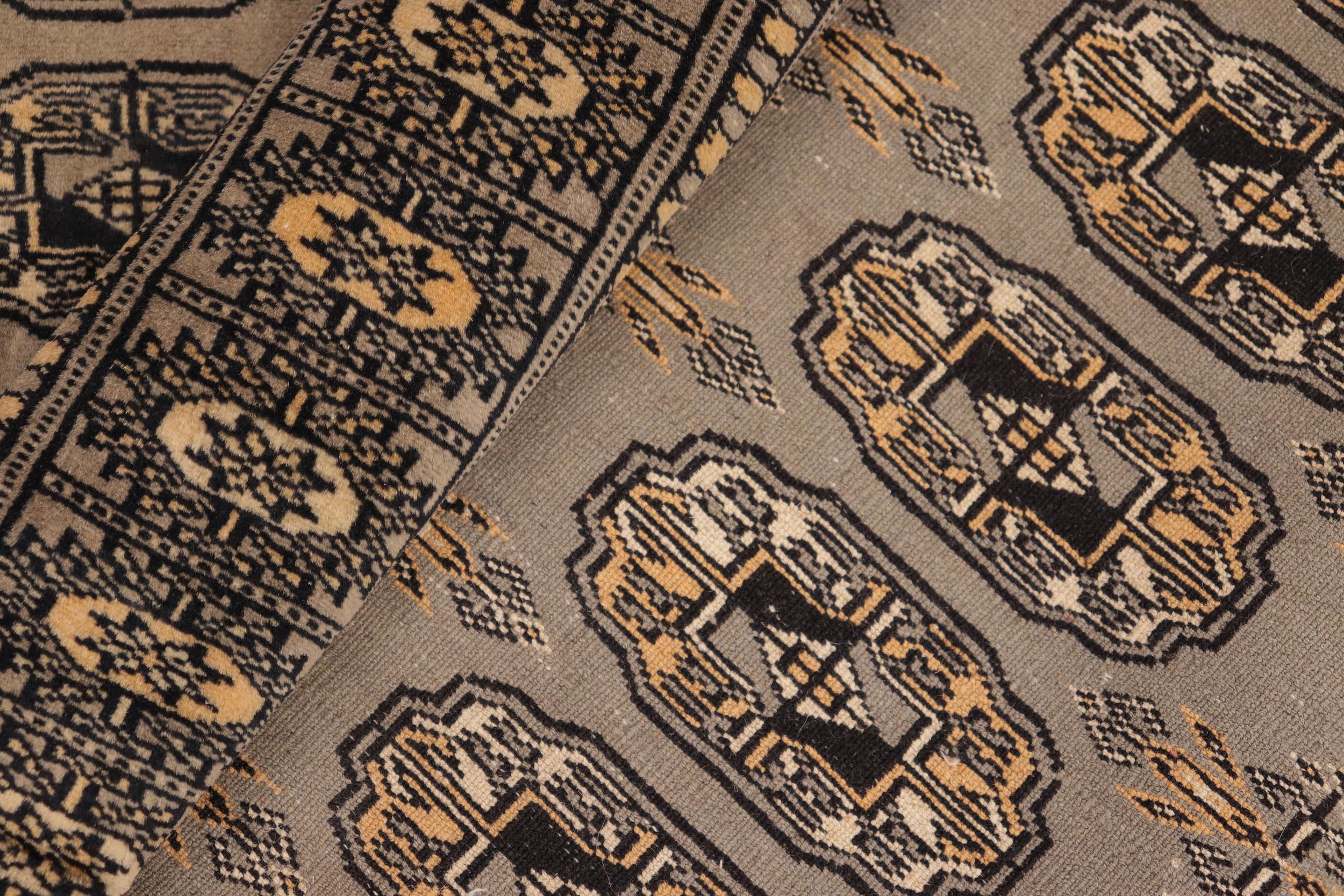 handmade Geometric Bokhara Grey Black Hand Knotted RECTANGLE 100% WOOL area rug 5X8