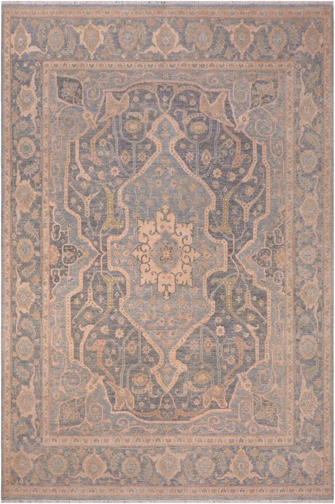 handmade Traditional Kafkaz Gray Lt. Blue Hand Knotted RECTANGLE 100% WOOL area rug 8X10