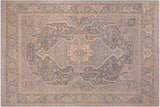 Eclectic Ziegler Staley Gray/Blue Hand-Knotted Wool Rug - 7'11'' x 9'7''
