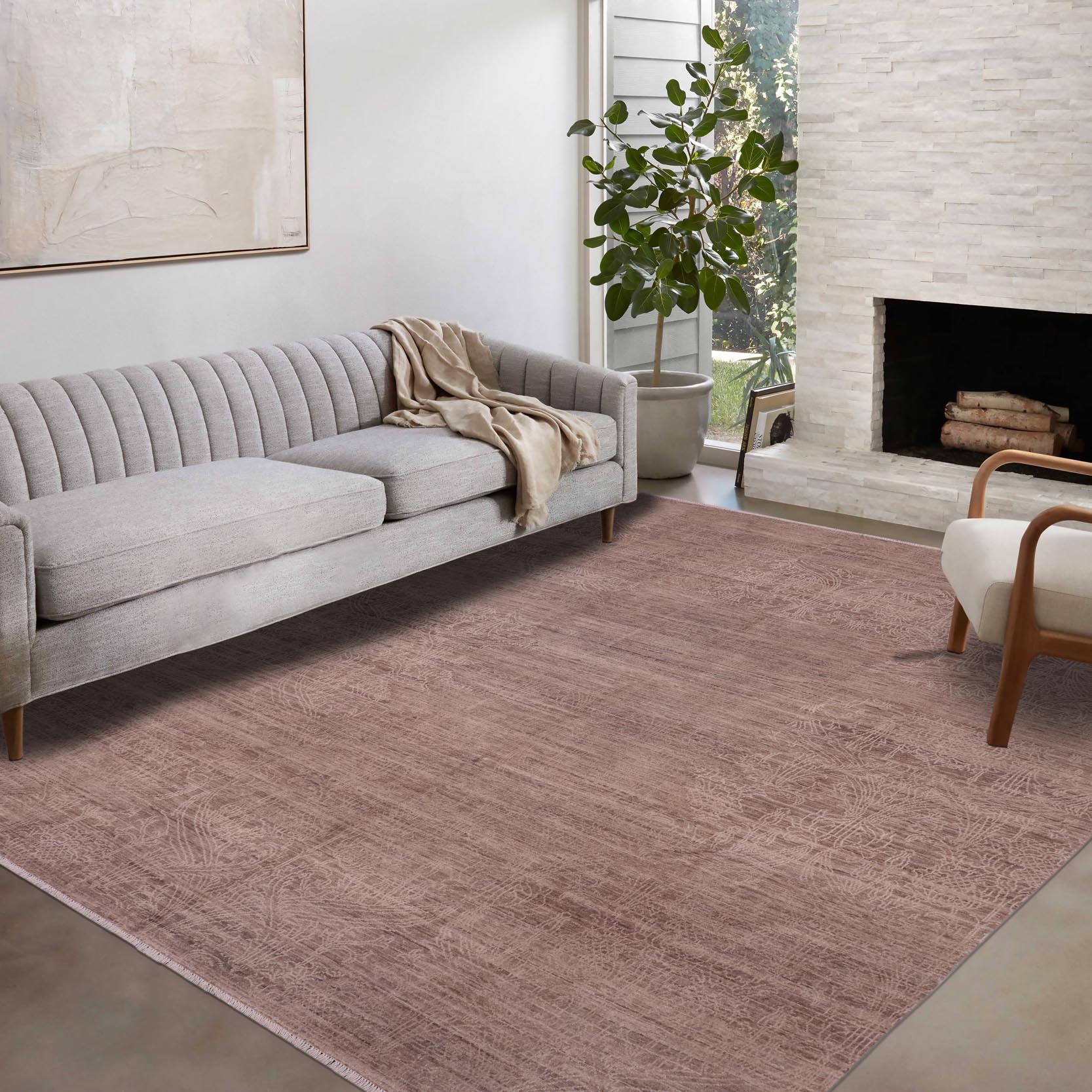 handmade Modern Kafkaz Grey Ivory Hand Knotted RECTANGLE 100% WOOL area rug 8' x 10'