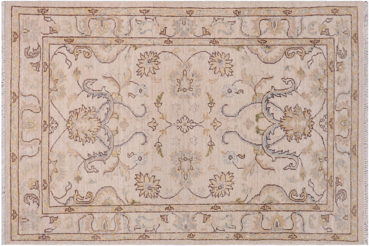 handmade Traditional Kafkaz Ivory Gold Hand Knotted RECTANGLE 100% WOOL area rug 3x5