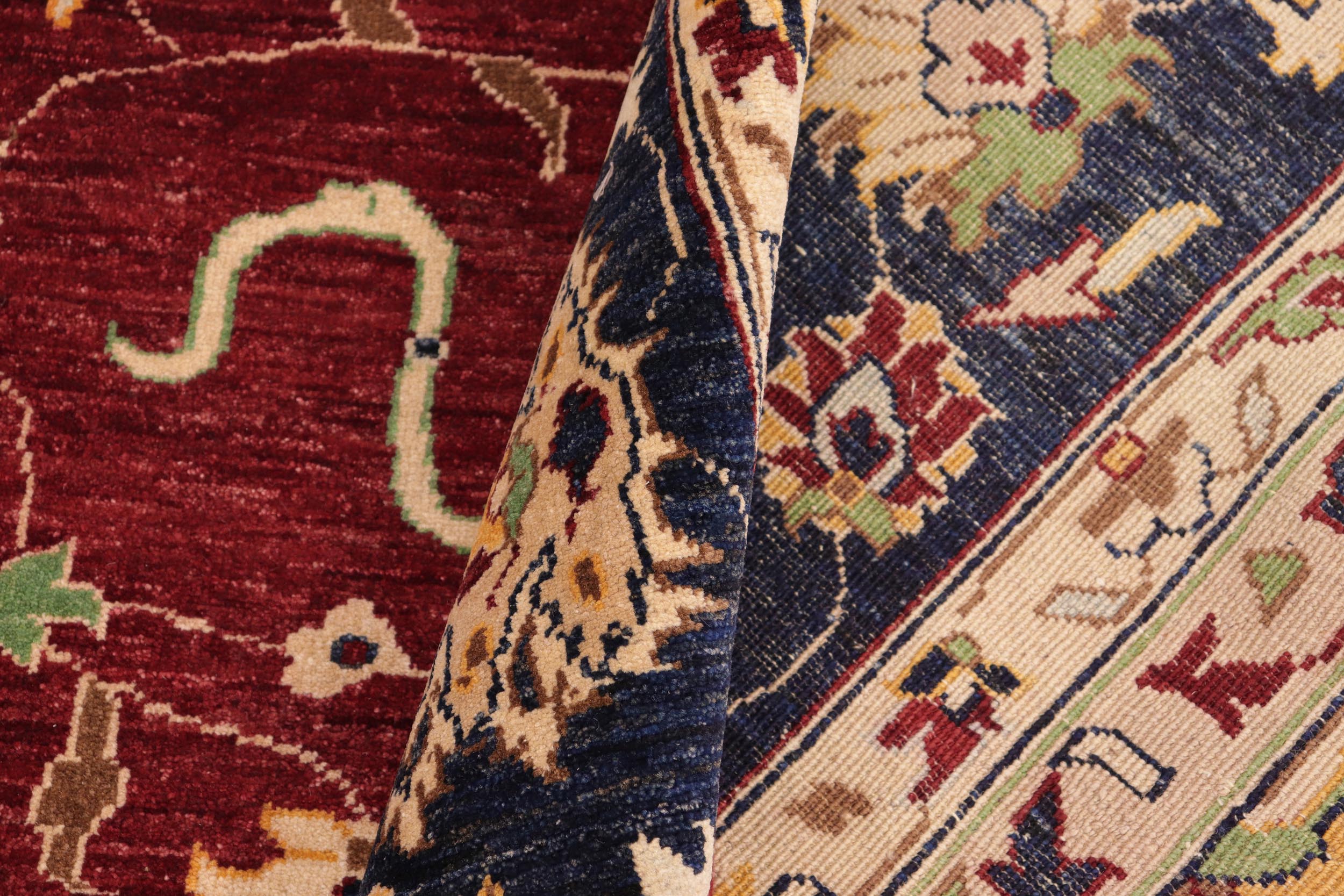 handmade Traditional Kafkaz Red Blue Hand Knotted RECTANGLE 100% WOOL area rug 10x14