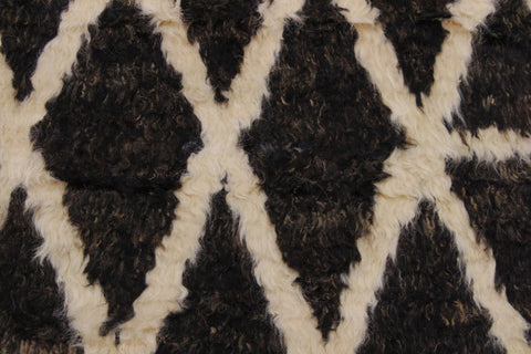 handmade Geometric Moroccan Dark Brown Ivory Hand Knotted RECTANGLE 100% WOOL area rug 4' x 6'