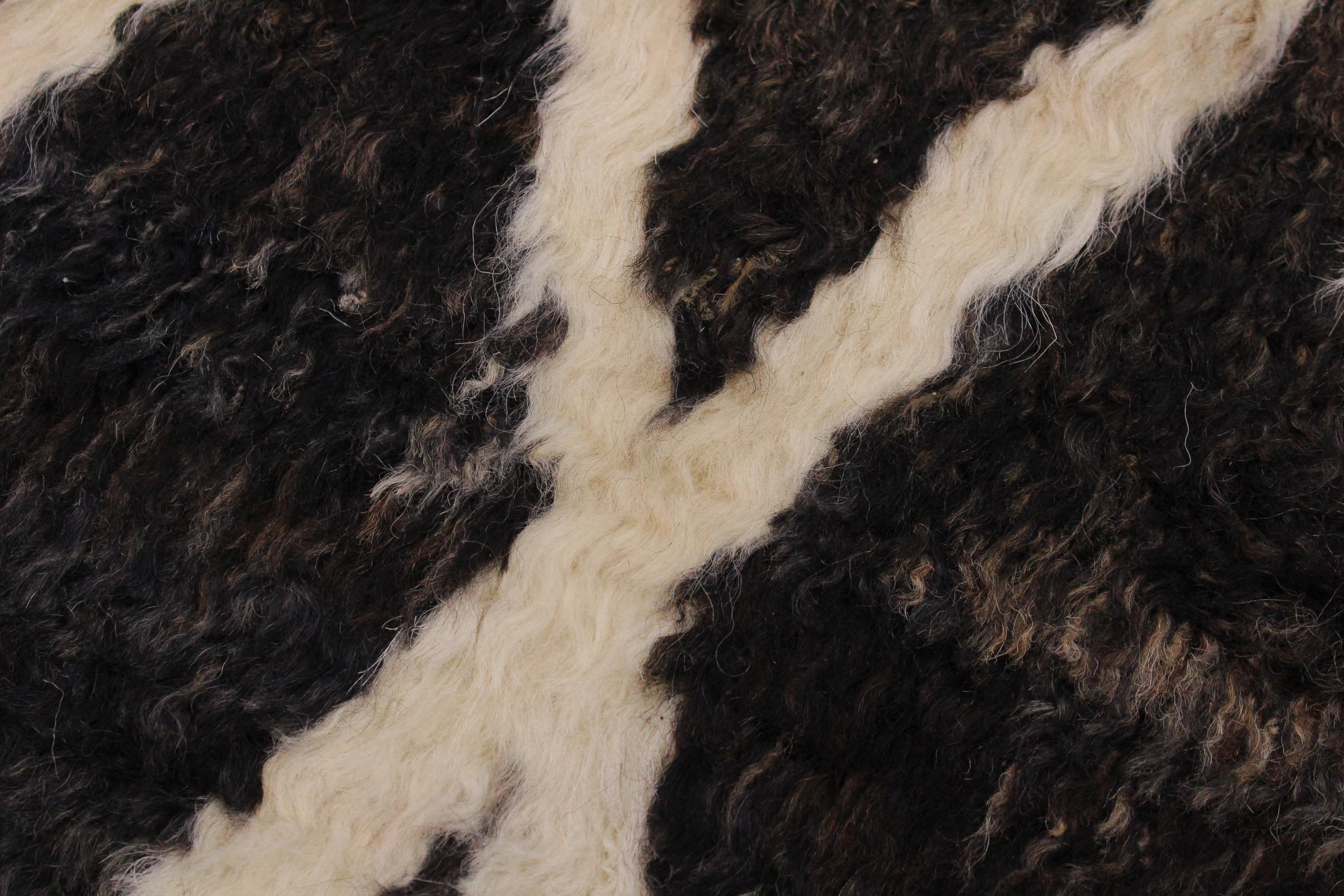 handmade Geometric Moroccan Dark Brown Ivory Hand Knotted RECTANGLE 100% WOOL area rug 4' x 6'