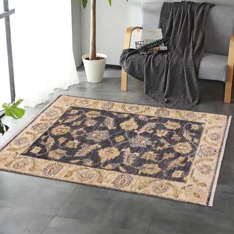 handmade Traditional Kafkaz Grey Ivory Hand Knotted RECTANGLE 100% WOOL area rug 2x3