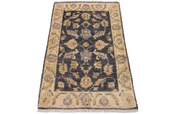 handmade Traditional Kafkaz Grey Ivory Hand Knotted RECTANGLE 100% WOOL area rug 2X3