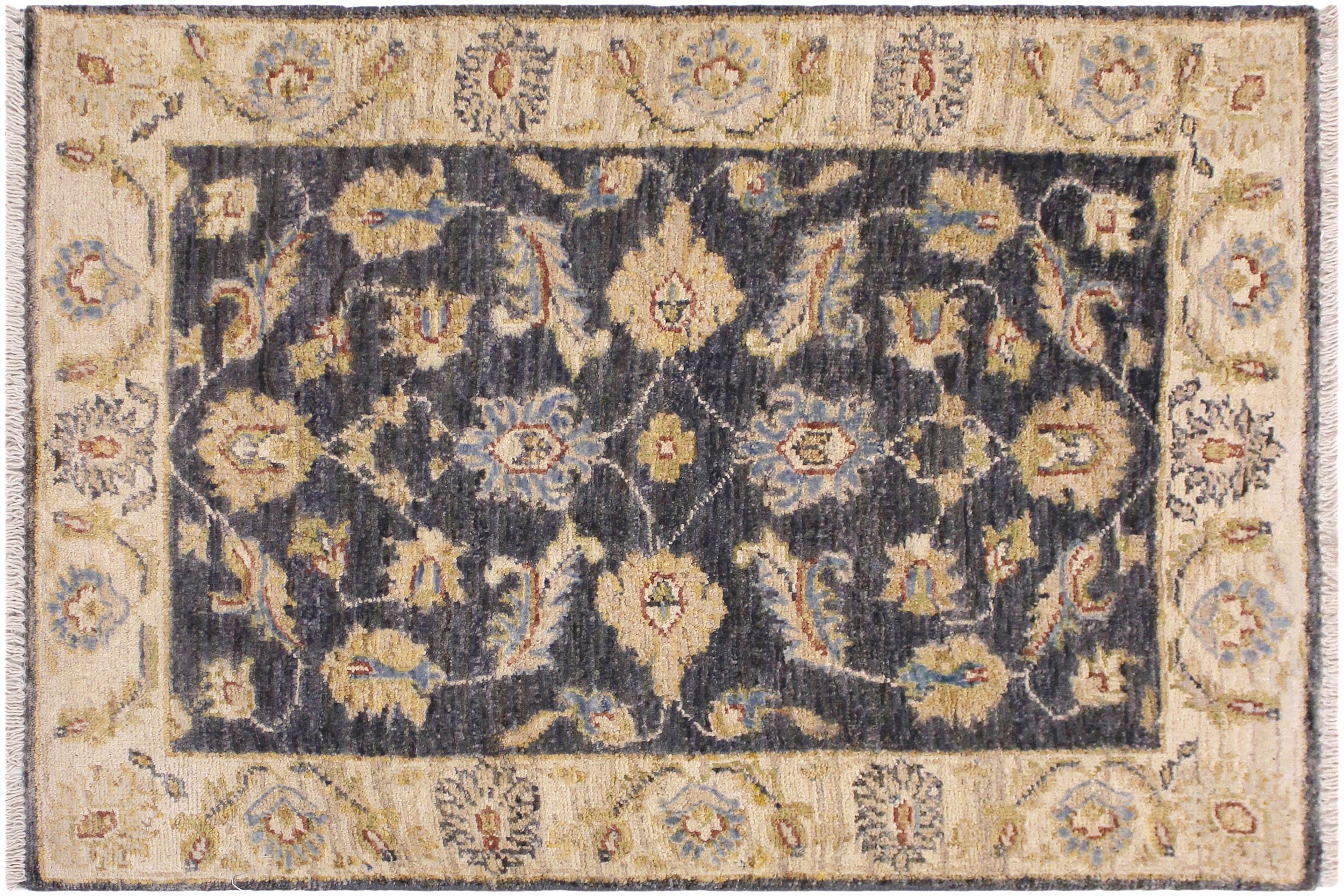 handmade Traditional Kafkaz Grey Ivory Hand Knotted RECTANGLE 100% WOOL area rug 2x3