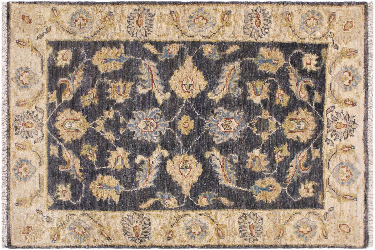 handmade Traditional Kafkaz Grey Ivory Hand Knotted RECTANGLE 100% WOOL area rug 2x3