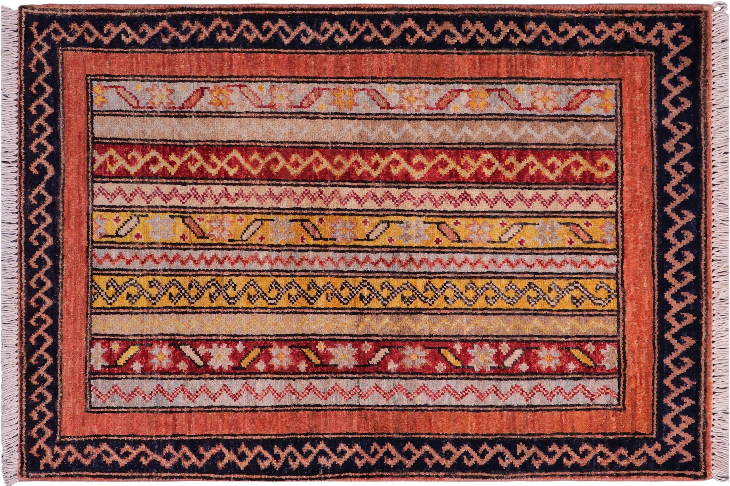 handmade Transitional Shawl Blue Rust Hand Knotted RECTANGLE 100% WOOL area rug 2x3