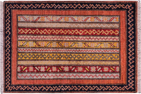 handmade Transitional Shawl Blue Rust Hand Knotted RECTANGLE 100% WOOL area rug 2x3