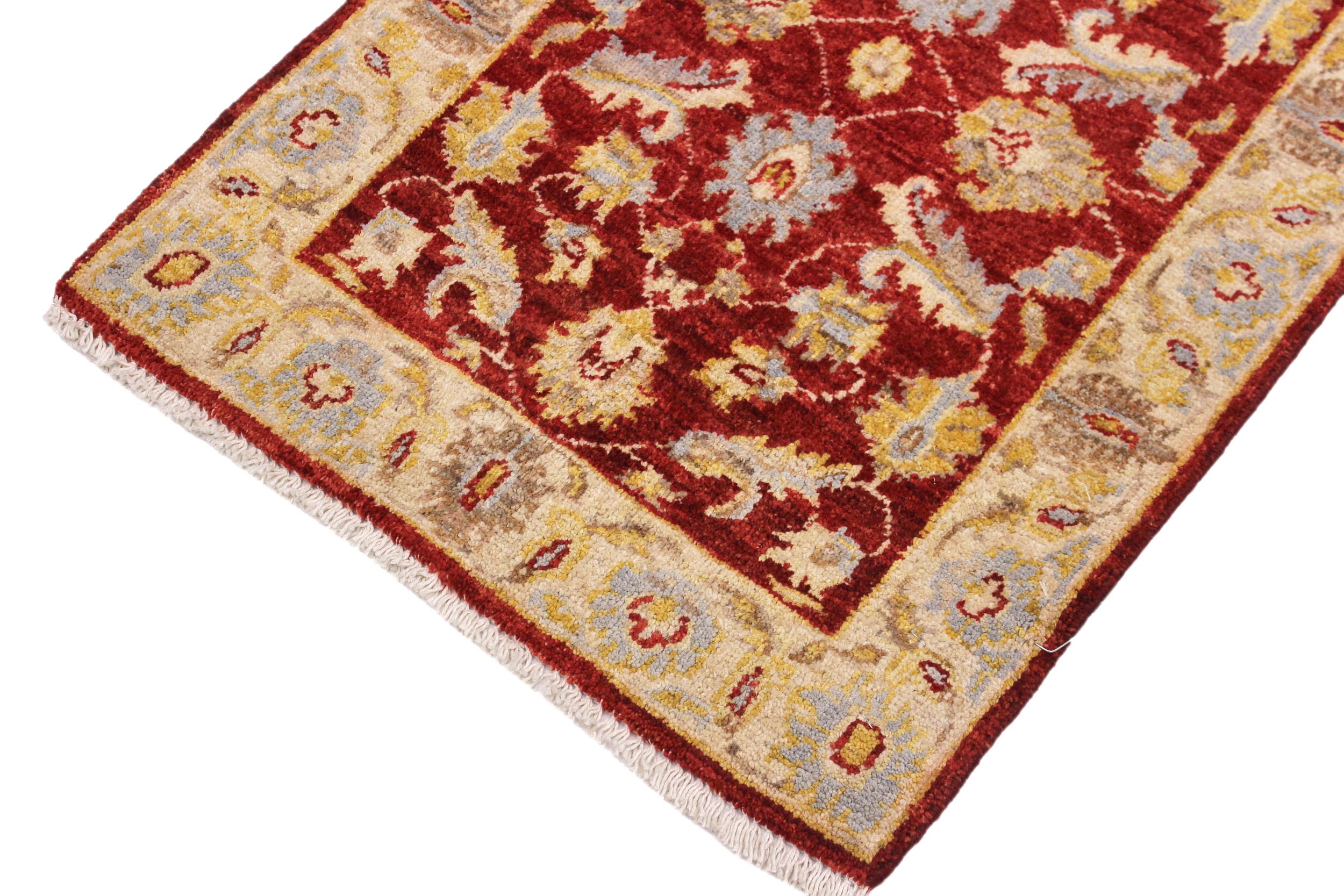 handmade Traditional Kafkaz Red Ivory Hand Knotted RECTANGLE 100% WOOL area rug 2x3