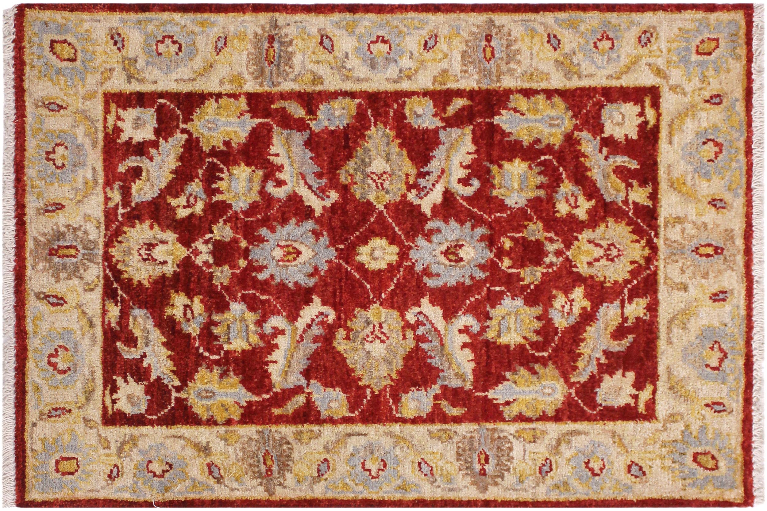 handmade Traditional Kafkaz Red Ivory Hand Knotted RECTANGLE 100% WOOL area rug 2x3