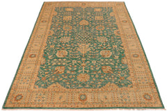 handmade Traditional Kafkaz Green Tan Hand Knotted RECTANGLE 100% WOOL area rug 10X14