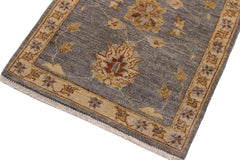 handmade Traditional Kafkaz Grey Ivory Hand Knotted RECTANGLE 100% WOOL area rug 2X3