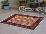 handmade Transitional Shawl Red Blue Hand Knotted RECTANGLE 100% WOOL area rug 2x3