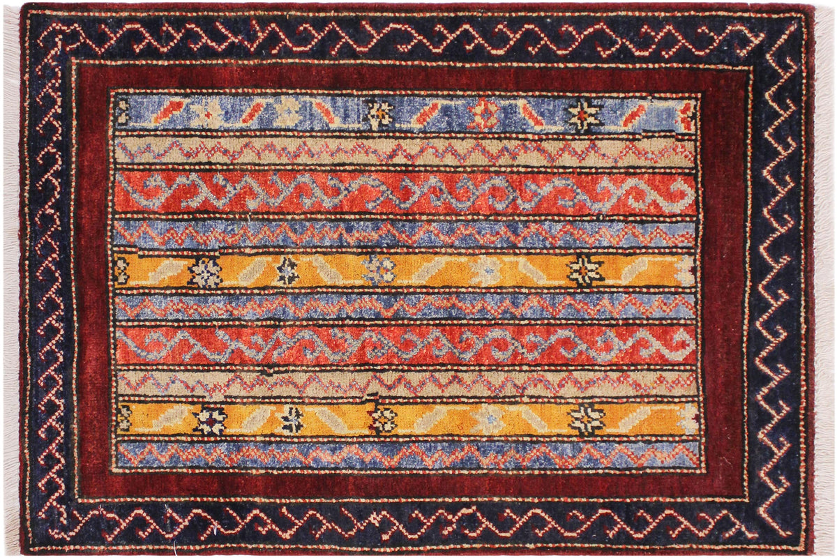 handmade Transitional Shawl Red Blue Hand Knotted RECTANGLE 100% WOOL area rug 2x3