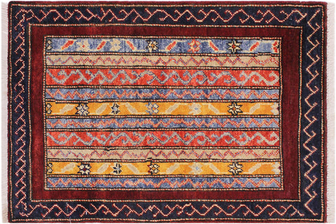 handmade Transitional Shawl Red Blue Hand Knotted RECTANGLE 100% WOOL area rug 2x3