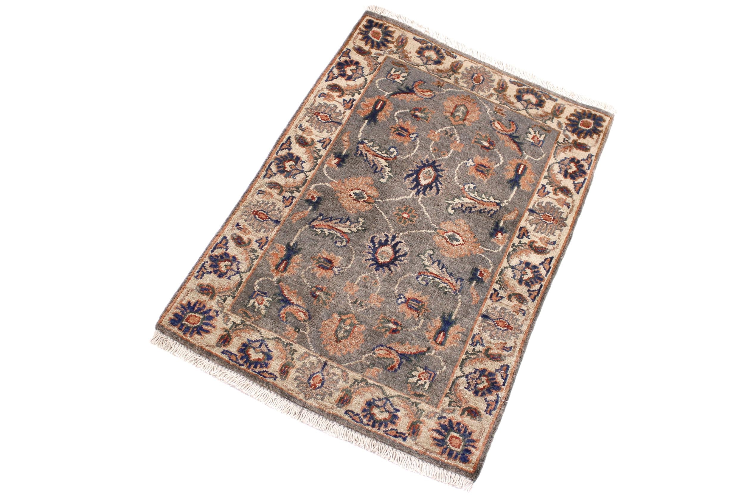 handmade Traditional Kafkaz Grey Ivory Hand Knotted RECTANGLE 100% WOOL area rug 2x3