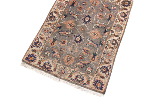 handmade Traditional Kafkaz Grey Ivory Hand Knotted RECTANGLE 100% WOOL area rug 2x3