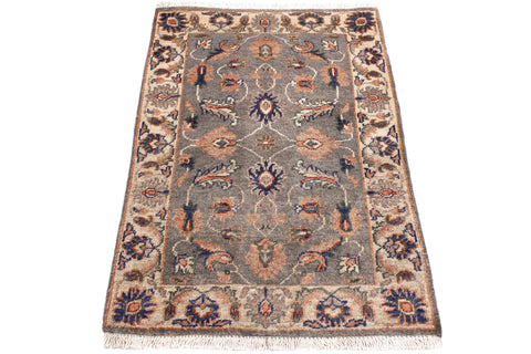 handmade Traditional Kafkaz Grey Ivory Hand Knotted RECTANGLE 100% WOOL area rug 2x3