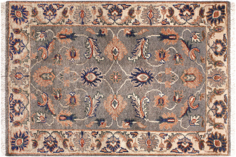 handmade Traditional Kafkaz Grey Ivory Hand Knotted RECTANGLE 100% WOOL area rug 2x3