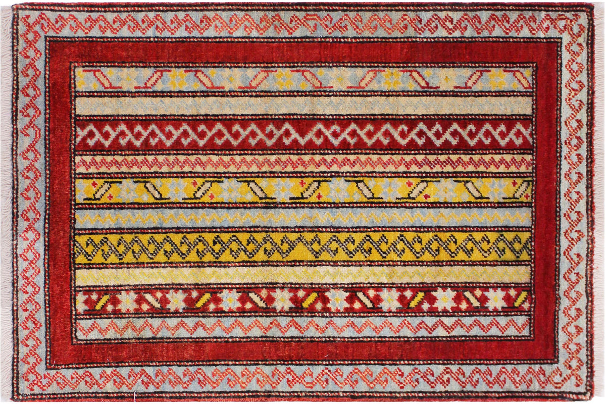 handmade Transitional Shawl Red Gray Hand Knotted RECTANGLE 100% WOOL area rug 2x2