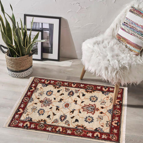 handmade Traditional Kafkaz Ivory Red Hand Knotted RECTANGLE 100% WOOL area rug 2x3