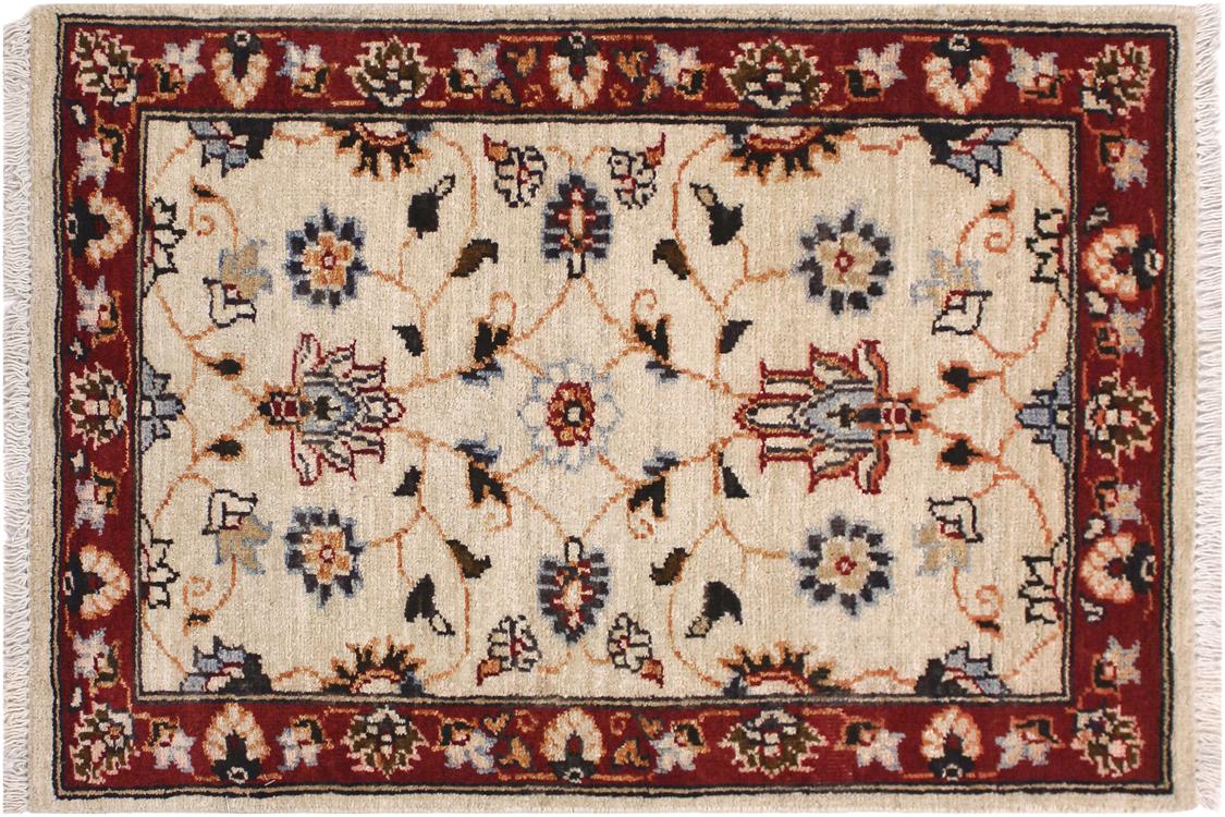 handmade Traditional Kafkaz Ivory Red Hand Knotted RECTANGLE 100% WOOL area rug 2x3