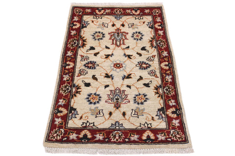 handmade Traditional Kafkaz Ivory Red Hand Knotted RECTANGLE 100% WOOL area rug 2x3