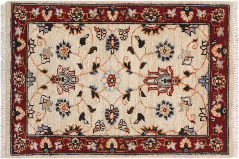 handmade Traditional Kafkaz Ivory Red Hand Knotted RECTANGLE 100% WOOL area rug 2x3