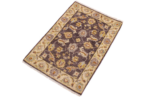 handmade Traditional Kafkaz Brown Ivory Hand Knotted RECTANGLE 100% WOOL area rug 2x3