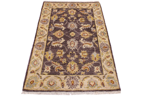 handmade Traditional Kafkaz Brown Ivory Hand Knotted RECTANGLE 100% WOOL area rug 2x3