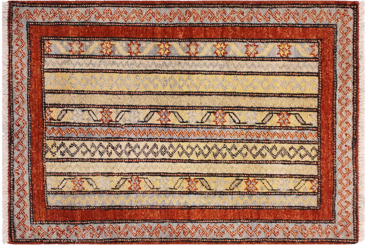 handmade Transitional Shawl Rust Grey Hand Knotted RECTANGLE 100% WOOL area rug 2x3