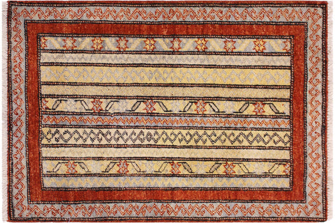 handmade Transitional Shawl Rust Grey Hand Knotted RECTANGLE 100% WOOL area rug 2x3