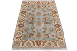 handmade Traditional Kafkaz Lt. Blue Ivory Hand Knotted RECTANGLE 100% WOOL area rug 2 x 3