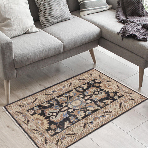 handmade Traditional Kafkaz Grey Ivory Hand Knotted RECTANGLE 100% WOOL area rug 2' x 3'
