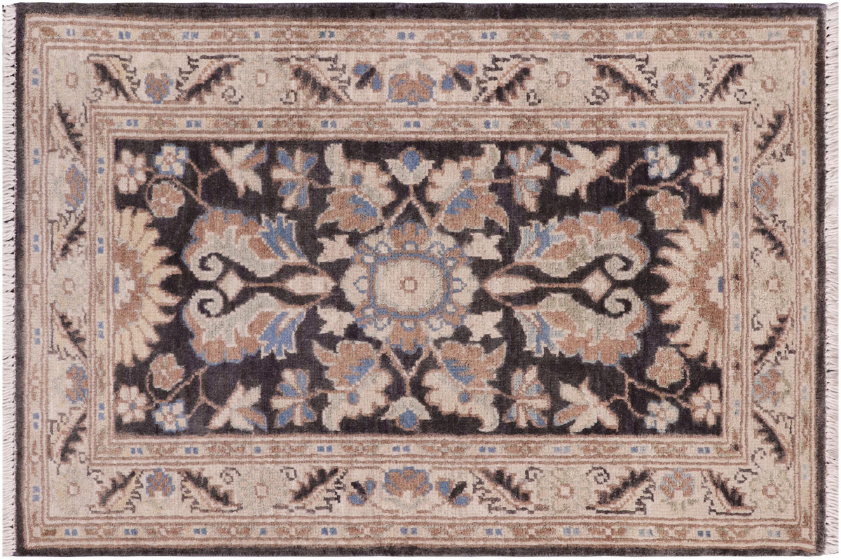 handmade Traditional Kafkaz Grey Ivory Hand Knotted RECTANGLE 100% WOOL area rug 2' x 3'