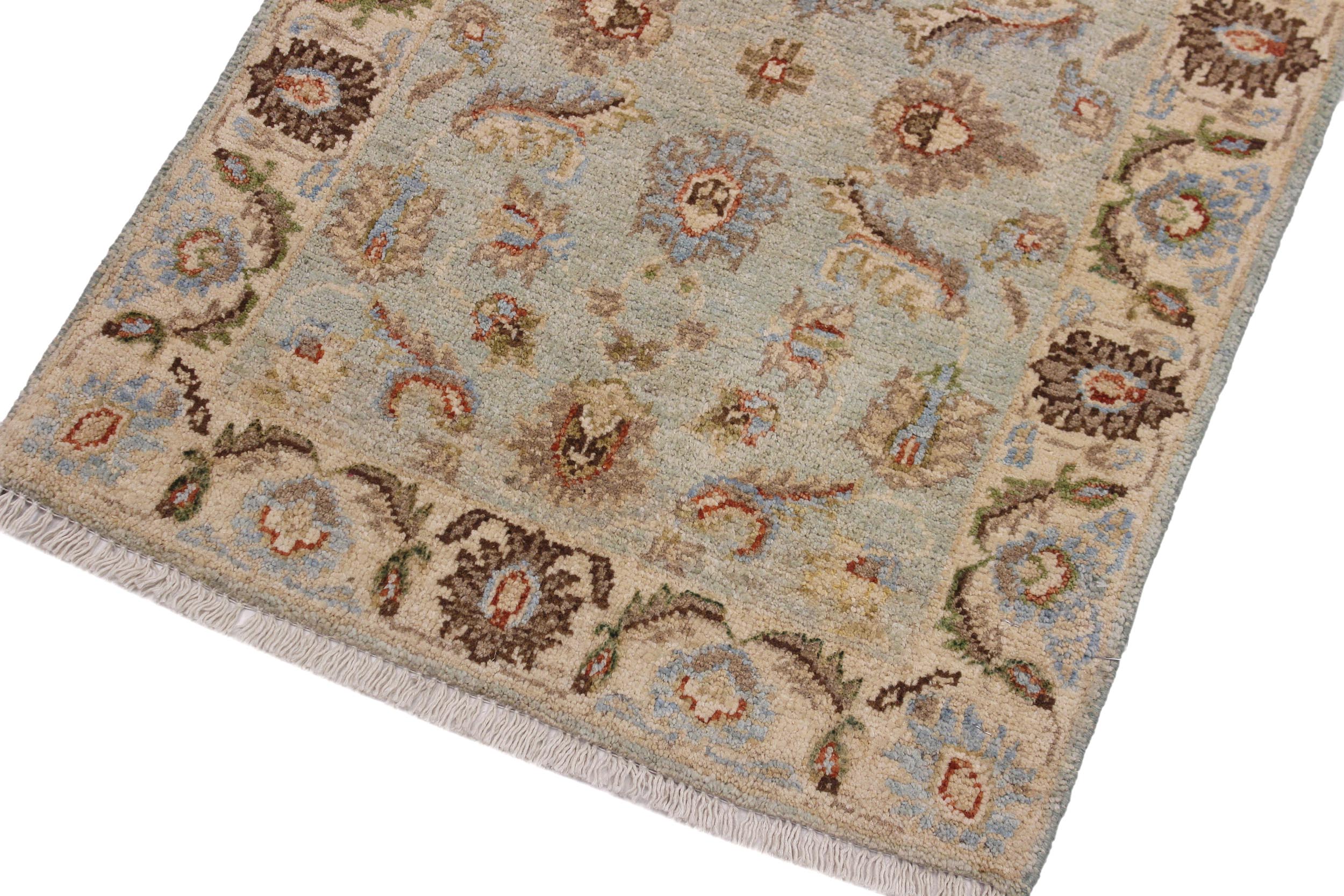 handmade Traditional Kafkaz Lt. Blue Ivory Hand Knotted RECTANGLE 100% WOOL area rug 2x3