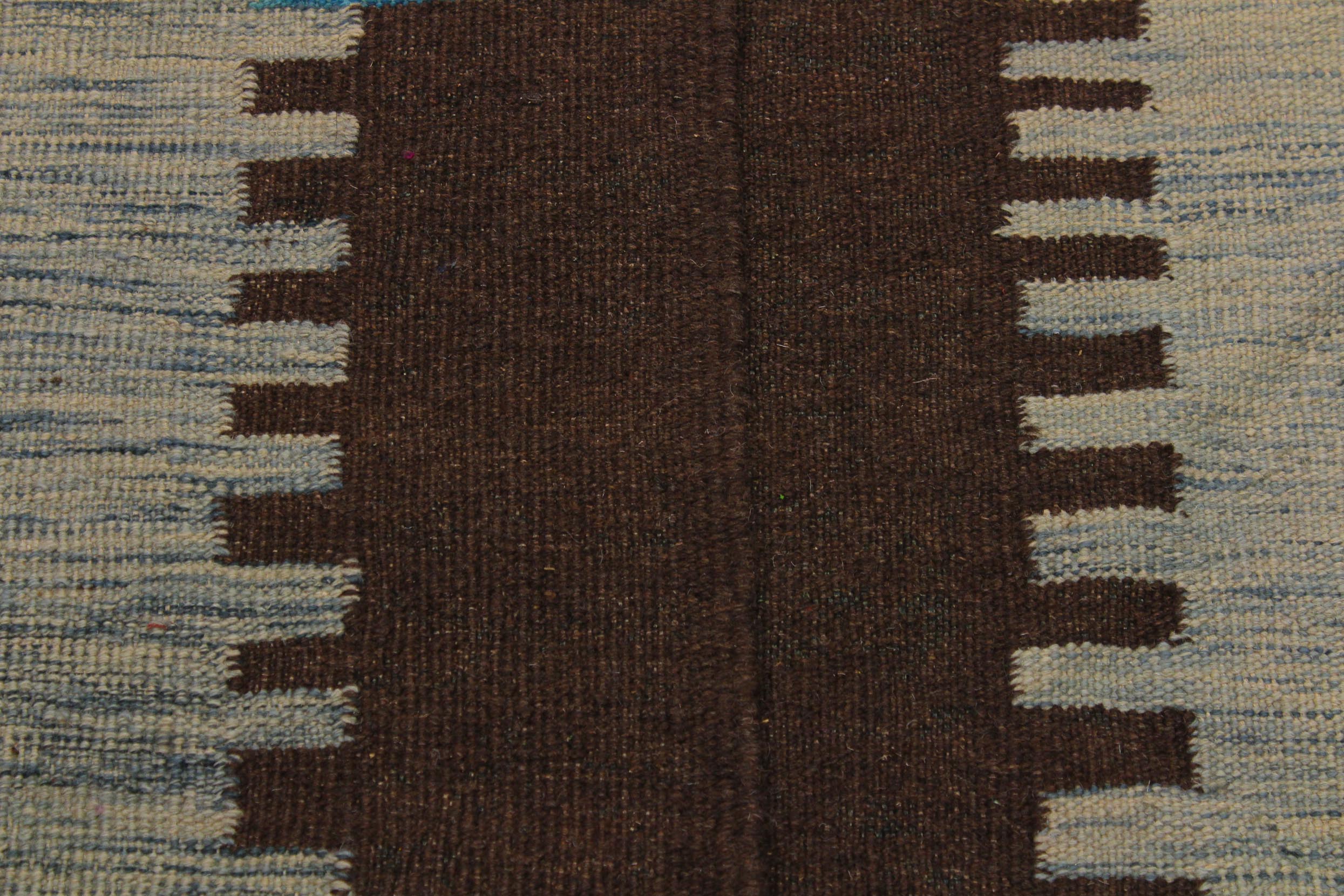 handmade Modern Kilim Teal Brown Hand-Woven RECTANGLE 100% WOOL area rug 9 x 10