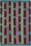 Flat Weave Kilim Antique Navaho Vintage handmade Modern Kilim Teal Brown Hand-Woven Rectangle 100% Wool Area Rug 9x10 