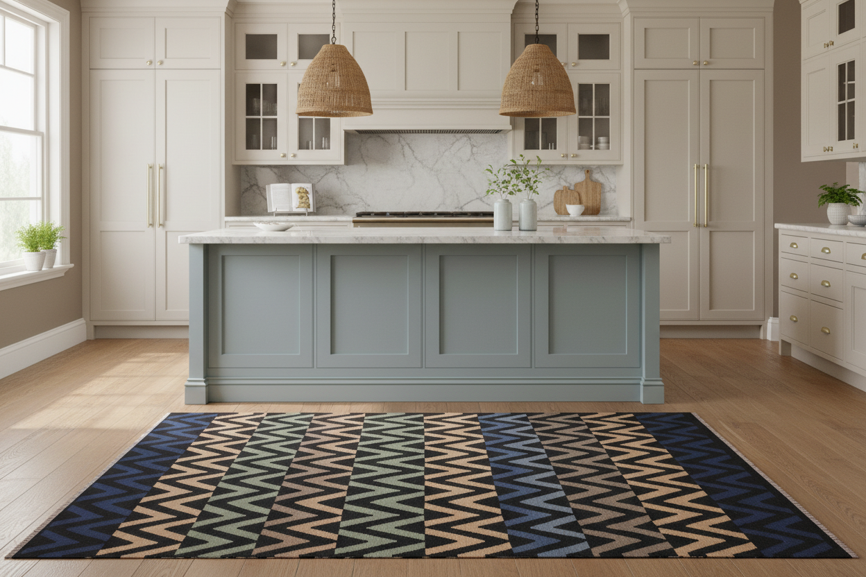 handmade Modern Kilim Black Blue Hand-Woven RECTANGLE 100% WOOL area rug 5x7