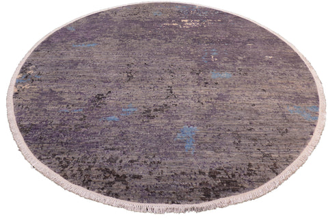 handmade Modern Round Kafkaz Grey Blue Hand Knotted ROUND 100% WOOL area rug 8' x 8'