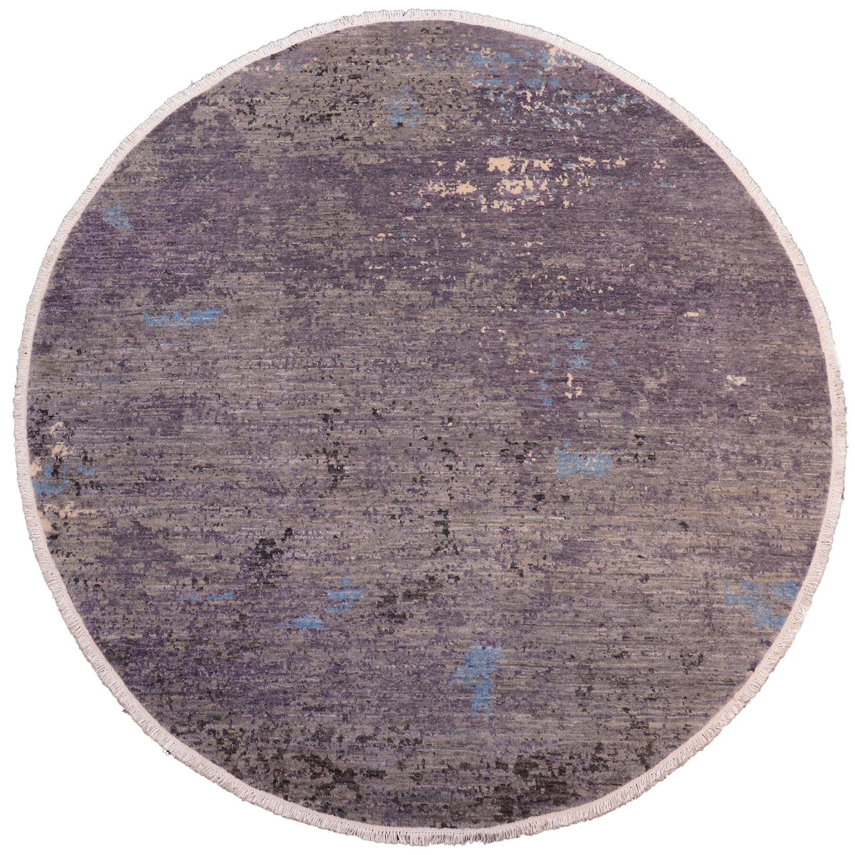 handmade Modern Round Kafkaz Grey Blue Hand Knotted ROUND 100% WOOL area rug 8' x 8'