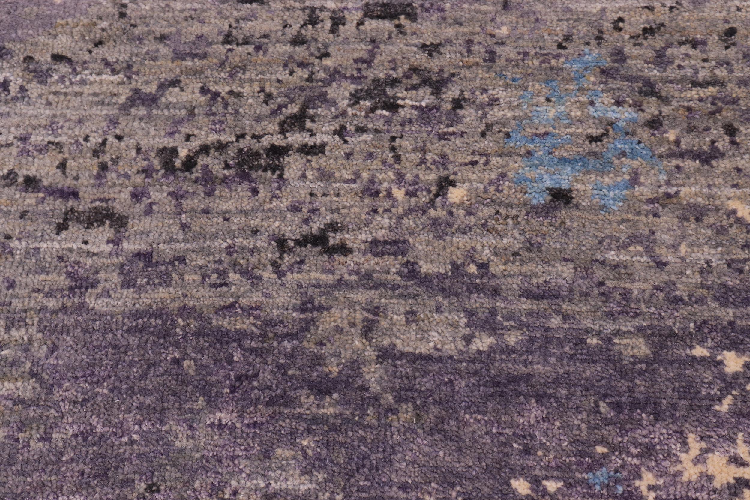 handmade Modern Round Kafkaz Grey Blue Hand Knotted ROUND 100% WOOL area rug 8' x 8'