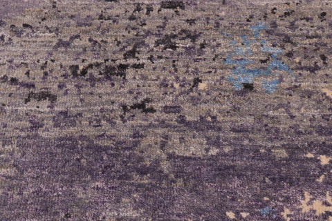 handmade Modern Round Kafkaz Grey Blue Hand Knotted ROUND 100% WOOL area rug 8' x 8'