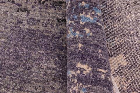 handmade Modern Round Kafkaz Grey Blue Hand Knotted ROUND 100% WOOL area rug 8' x 8'