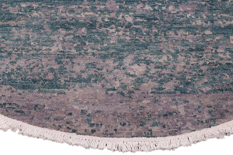 handmade Modern Round Kafkaz Green Grey Hand Knotted ROUND WOOL&SILK area rug 6' x 6'