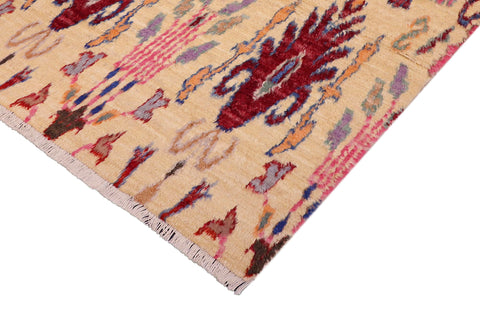 handmade Geometric Moroccan Lt. Gold Red Hand Knotted RECTANGLE 100% WOOL area rug 5' x 7'