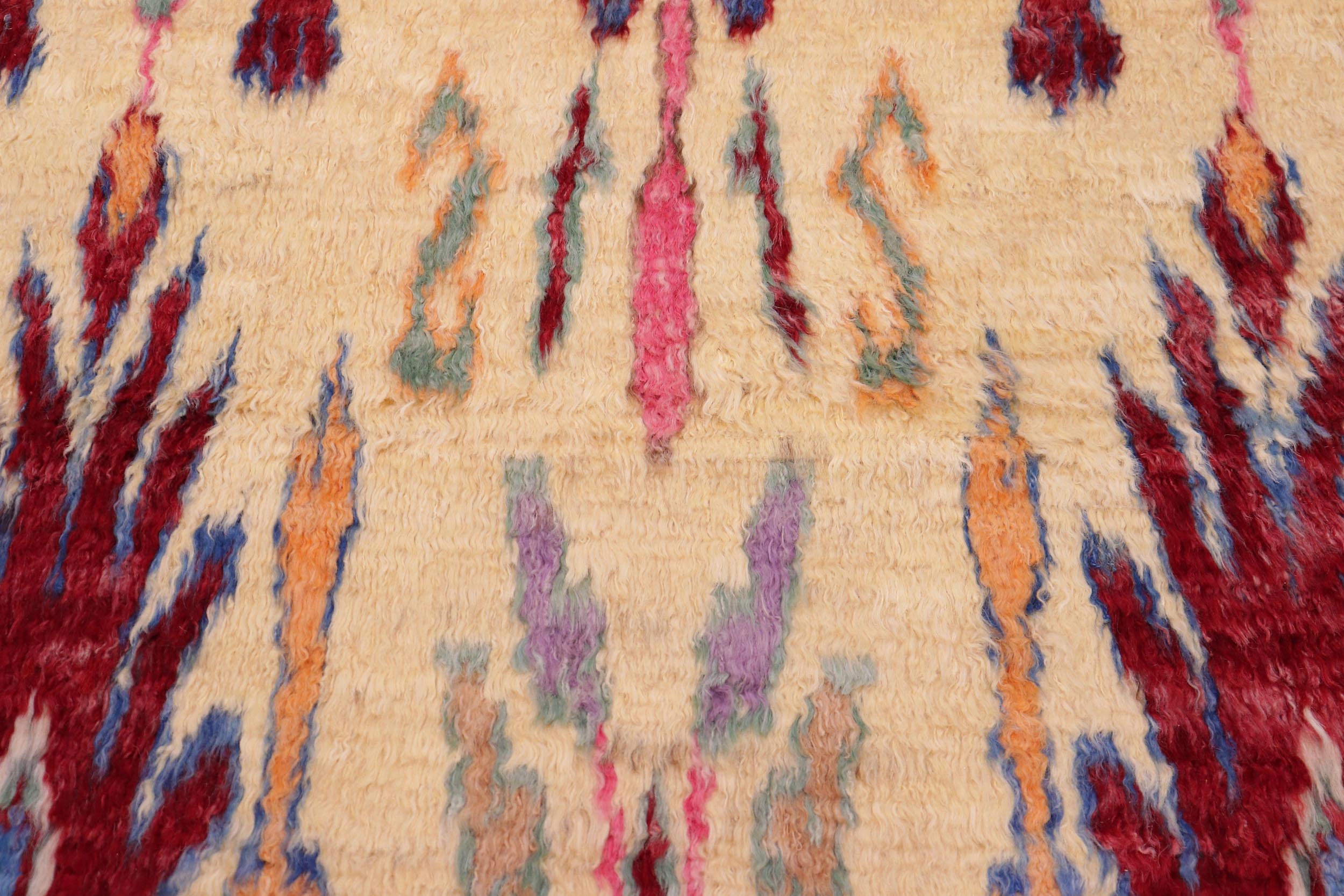 handmade Geometric Moroccan Lt. Gold Red Hand Knotted RECTANGLE 100% WOOL area rug 5' x 7'