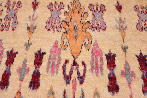 handmade Geometric Moroccan Lt. Gold Red Hand Knotted RECTANGLE 100% WOOL area rug 5' x 7'